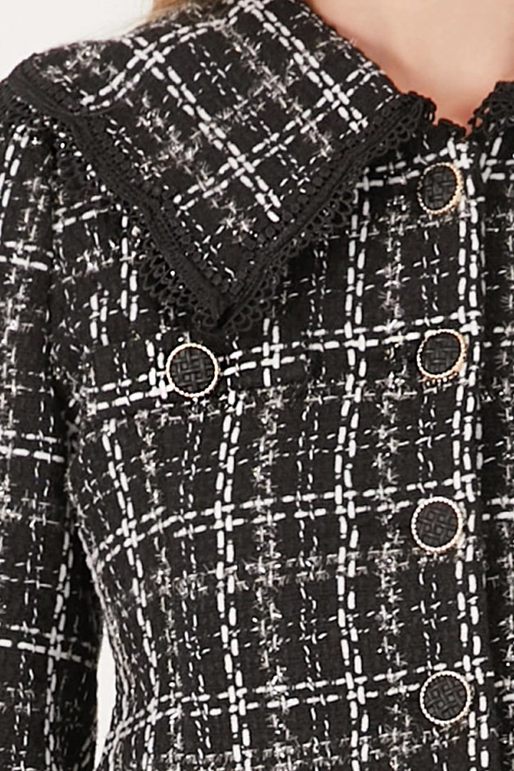 STORETS CLOTHING Ayla Tweed Jacket W/Lace Inset