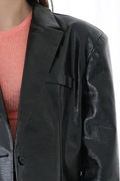 STORETS CLOTHING Hazel Faux Croc Leather Coat