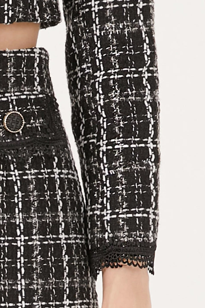 STORETS CLOTHING Ayla Tweed Jacket W/Lace Inset