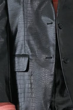 STORETS CLOTHING Hazel Faux Croc Leather Coat