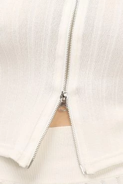 STORETS Alina Zip-Up Ribbed Knit Top CLOTHING