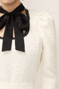 STORETS SALE Eliana Tie Neck Textured Top CLOTHING