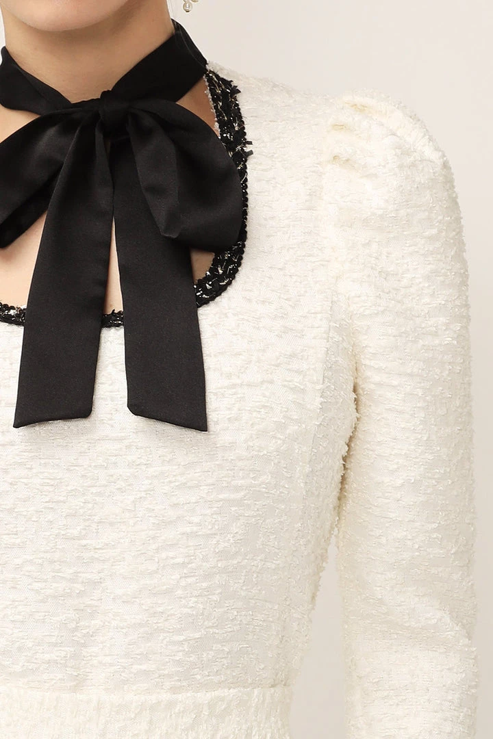 STORETS SALE Eliana Tie Neck Textured Top CLOTHING