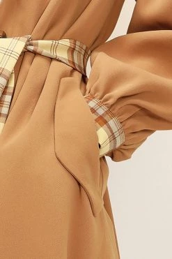 STORETS SALE Sydney Plaid Block Coat W/Belt