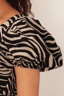 STORETS Adriana Zebra Printed Open Back Blouse CLOTHING