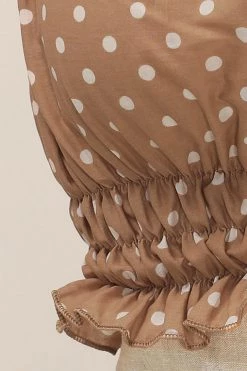 STORETS Isabel Dotted Smocked Top CLOTHING