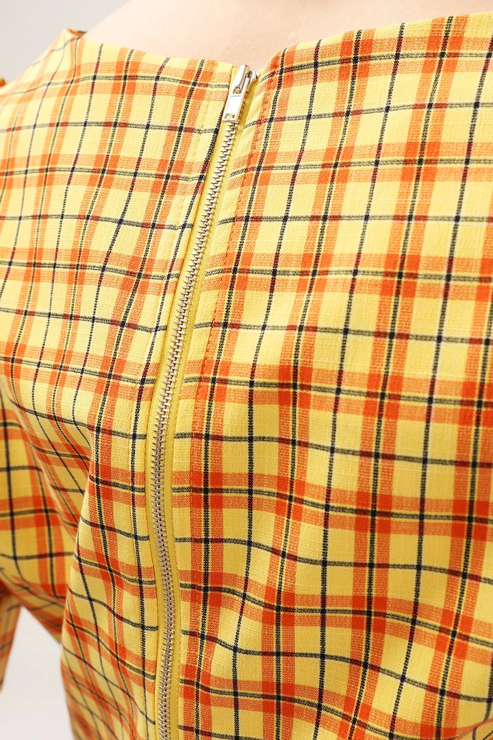 STORETS Mila Puff Sleeve Plaid Blouse CLOTHING