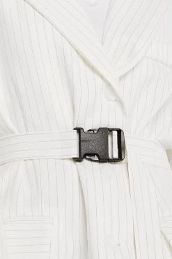 STORETS Isabella Pinstripe Cutout Back Blazer