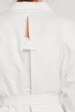 STORETS Isabella Pinstripe Cutout Back Blazer
