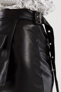 STORETS Julia Pleather Skirt And Pocket Belt Set CLOTHING