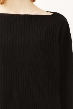 STORETS Vera Boat Neck Ribbed Knit Top