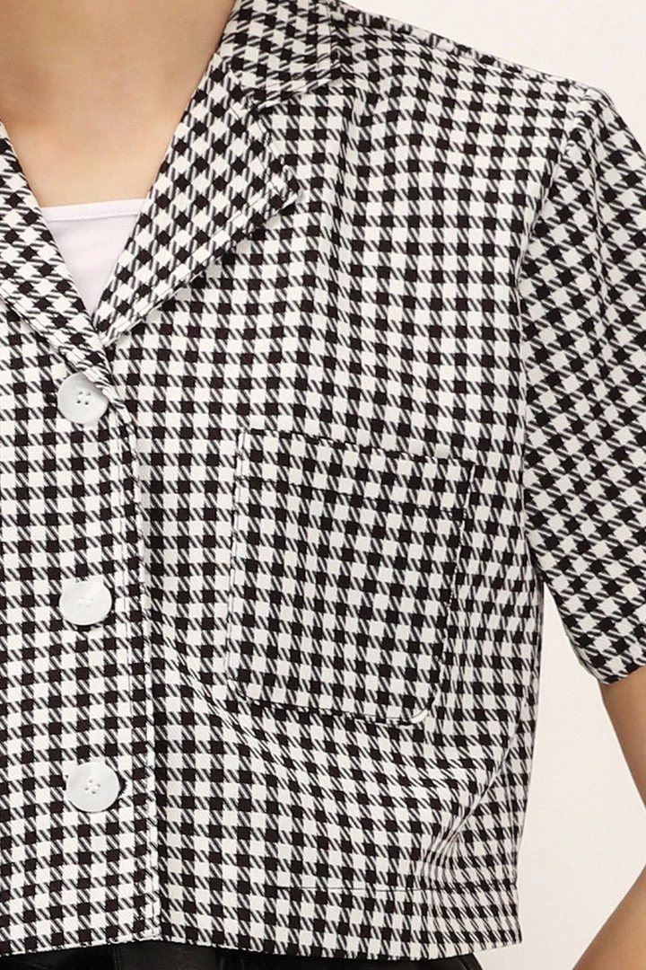 STORETS Mia Houndstooth Cropped Jacket