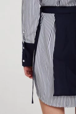 STORETS Audrey Striped Shirt And Skirt Belt Set