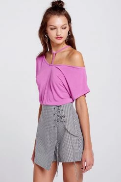 STORETS SALE CLOTHING Stacy Check Eyelet Mini Skort