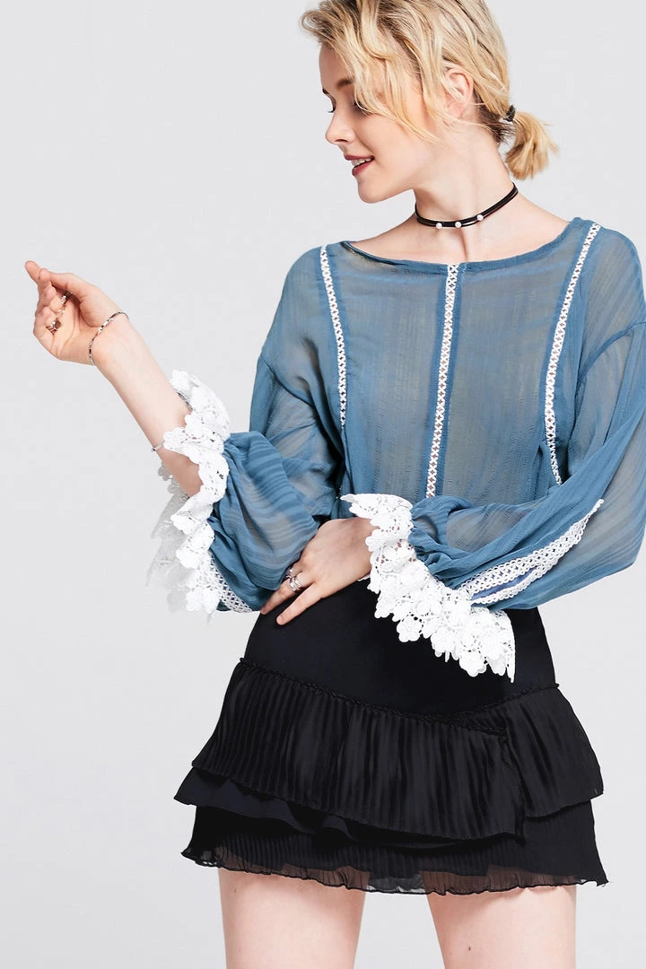 STORETS SALE Emmy Lace Panel Cuff Top