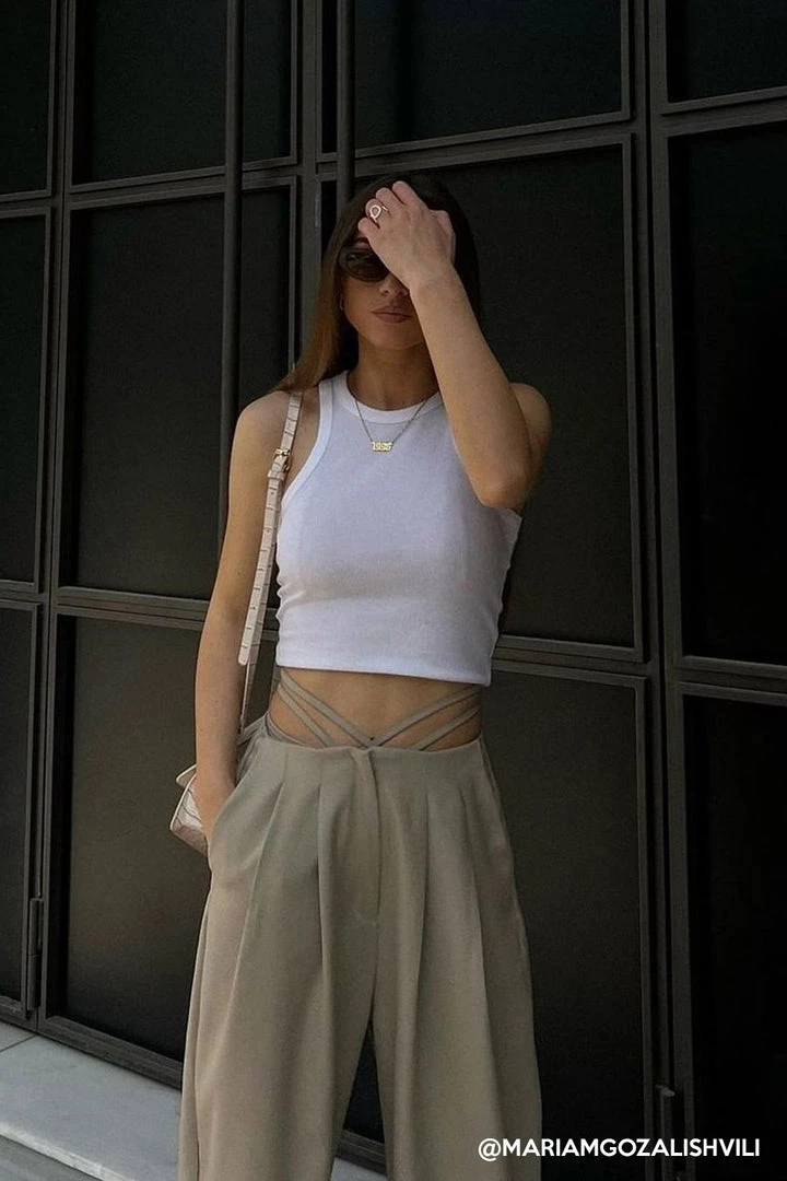 STORETS Influencer Talia Wide Leg Pintuck Pants Trousers