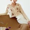 STORETS Estella Flower Embroidered Cropped Cardigan CLOTHING