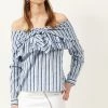 STORETS SALE Ann Stripe Off-the-Shoulder Blouse CLOTHING