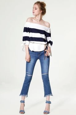 STORETS SALE Allyson Frayed Cut-out Bootcut Jeans CLOTHING