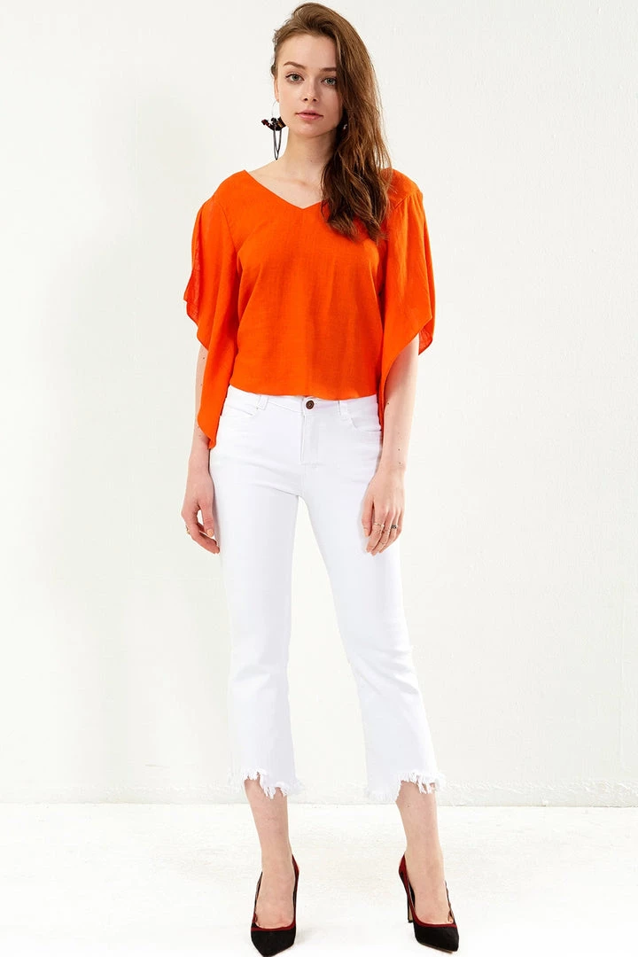 STORETS SALE Stella White Frayed Jeans