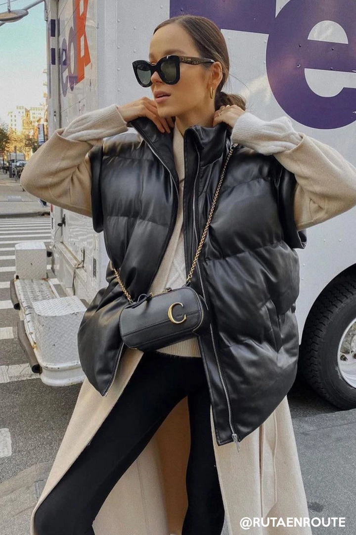 STORETS CLOTHING Destiny Pleather Puffer Vest