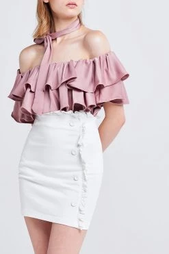 STORETS SALE CLOTHING Olivi Silky Off-the-Shoulder Top